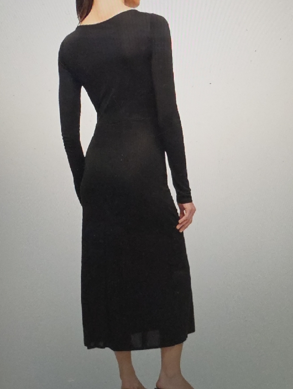 STAUD Gres Draped Long Sleeve Black Midi Dress Size S $395 - Picture 3 of 6